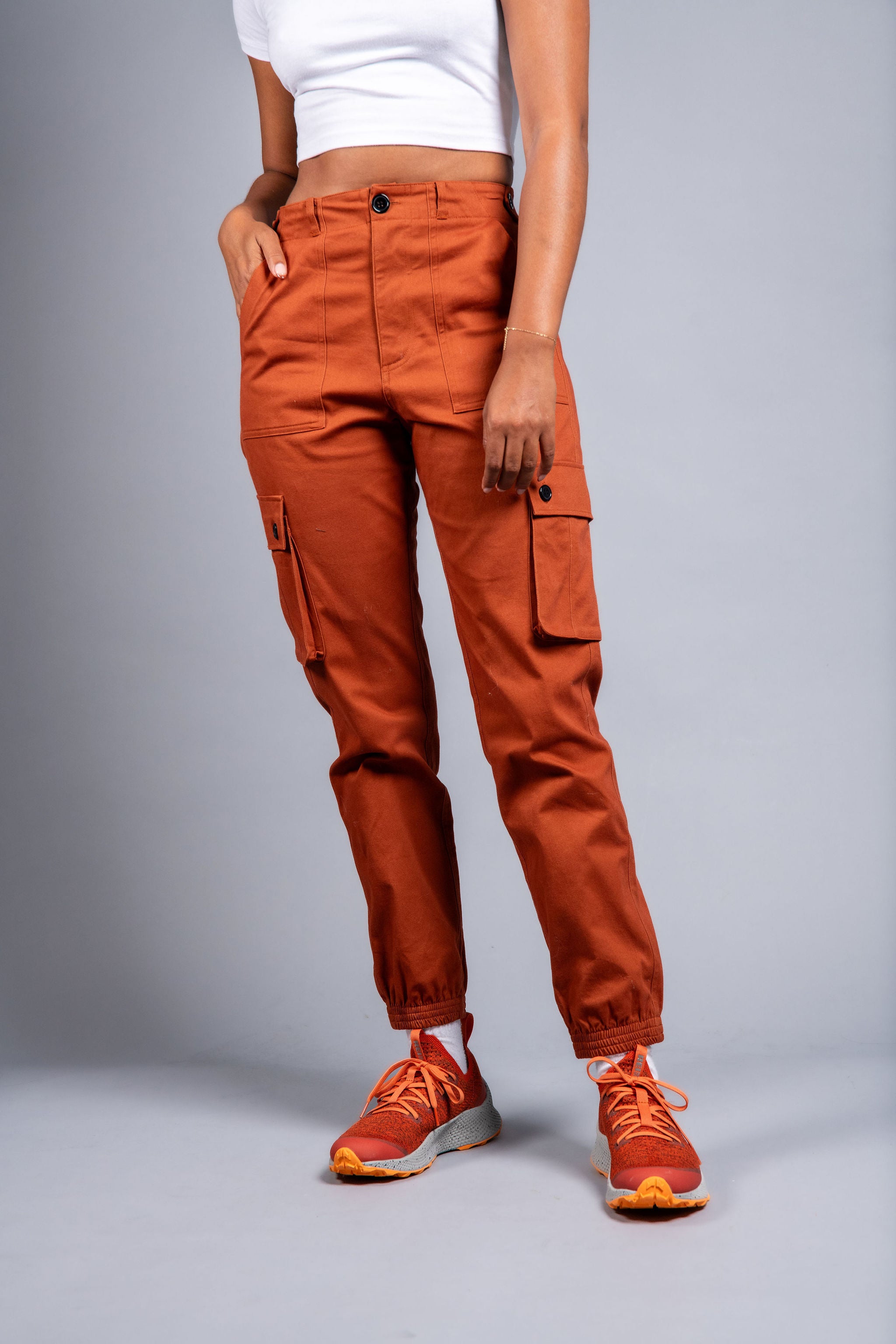 Cargo pants with waistband INDIAN RED