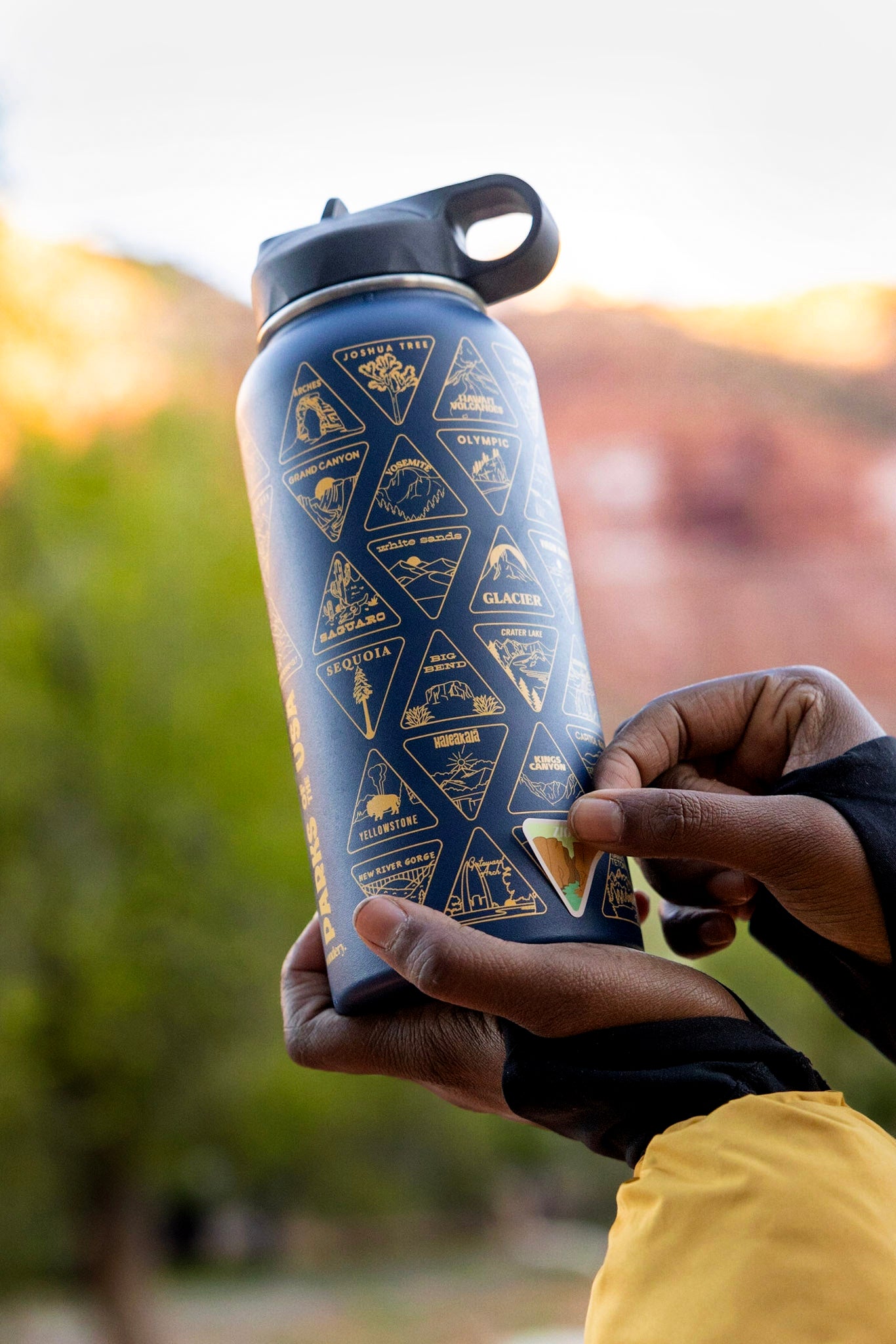 Original National Parks of the USA Bucket List Travel Water Bottle with  Waterproof Stickers and Stra…See more Original National Parks of the USA